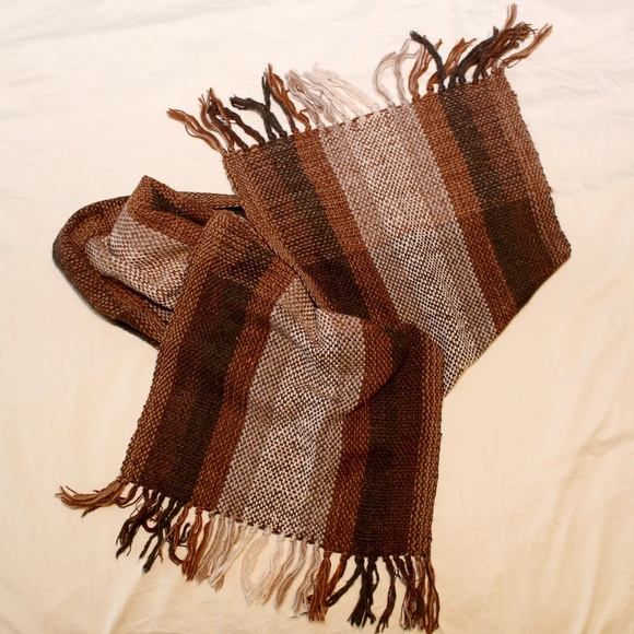 Pure Wool, Super Warm Striped 84" Handmade Scarf - Picture 5 of 5